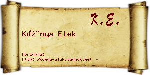 Kónya Elek névjegykártya
